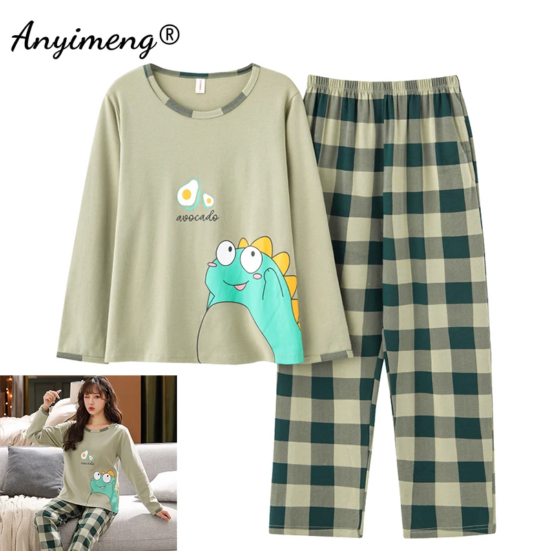 Autumn Winter Pajamas Set for Women Cute Dinosaur Printing Pajama for Girl Fashion Chic Girls Plaid Sleepwear Womens Clothing
Autumn Winter Pajamas Set for Women Cute Dinosaur Printing Pajama for Girl Fashion Chic Girls Plaid Sleepwear Womens Clothing