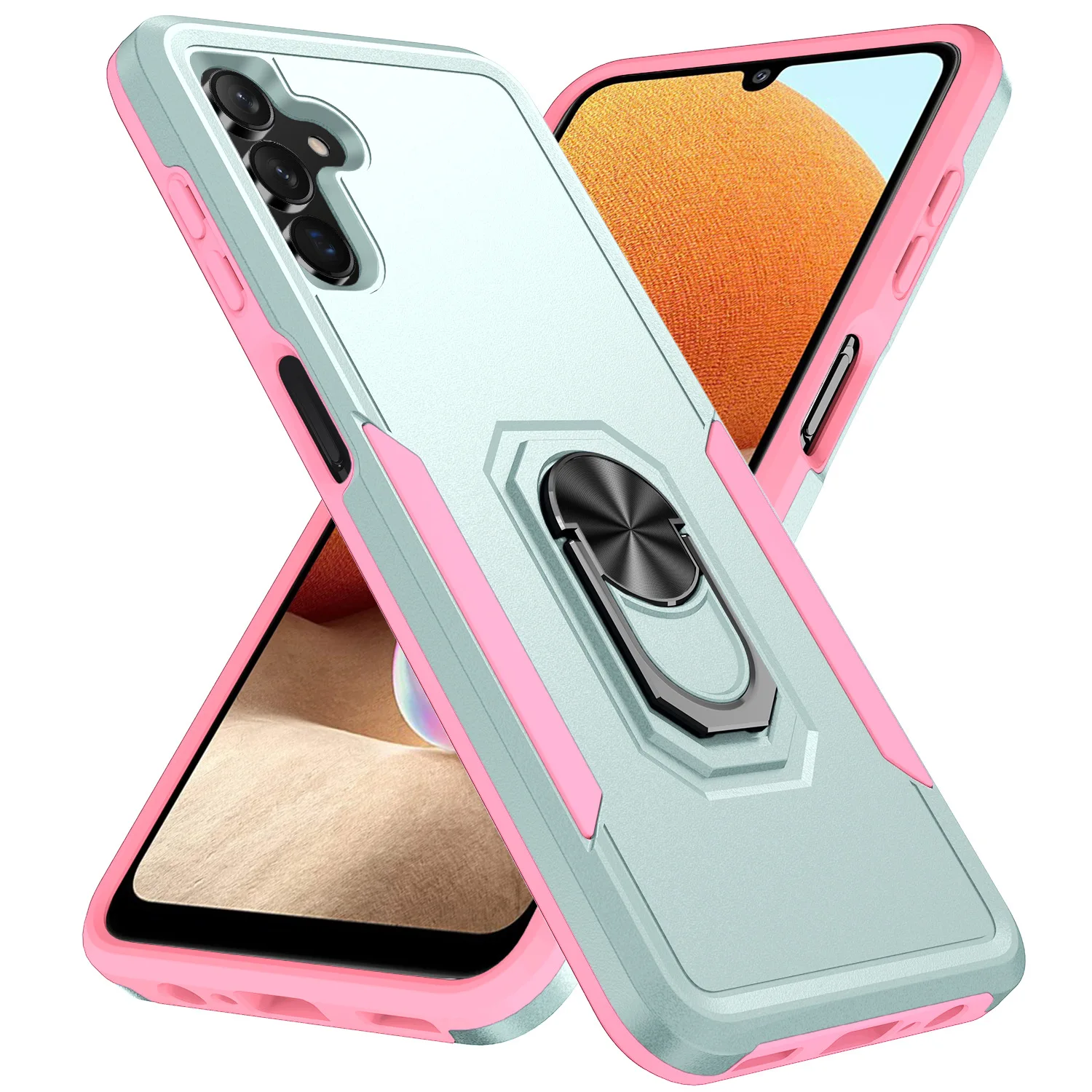 

TPU + PC Invisible Ring Stand Case For Samsung Galaxy S22 Ultra S21 S20 Plus S21FE S20FE A73 A53 A33 A12 M12 F12 A32 4G 5G