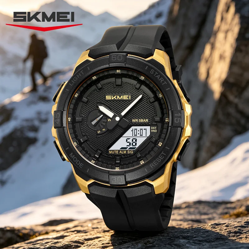 Фото SKMEI 2583 Новые мужские цифровые часы с большим циферблатом, таймером обратного отсчета, светодиодной подсветкой, электронные часы с 5 будильниками, спортивные часы Reloj №3