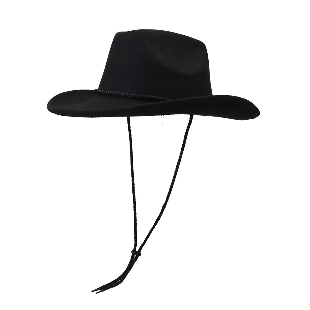 

New Woolen Square Top Hat European and American British Classic Men and Women Fashion Cowboy Hat Solid Caps