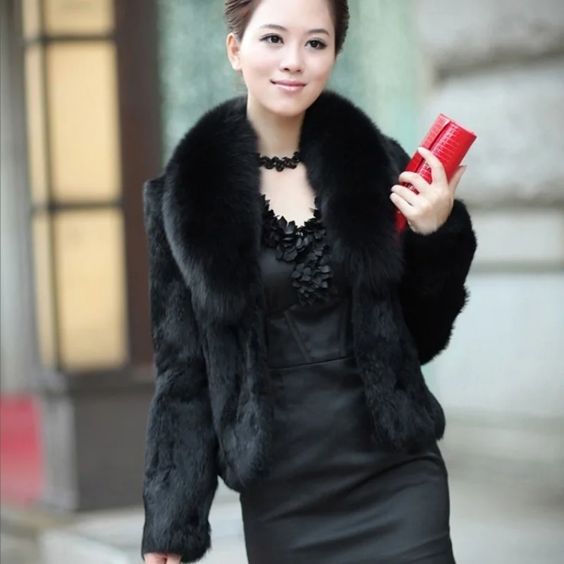 Lapel Plush Coat Women Winter Thick Short Black Imitation Fur Mink Fur Warm Thin Fashion Women's Clothing Slim Short