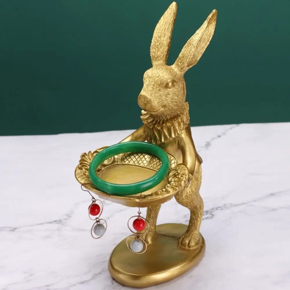 

Реквизит для фотографий в стиле ретро, простой в использовании поднос из смолы в виде кролика, миниатюрные украшения, стеллаж для демонстрации ювелирных изделий, скульптура в виде кролика
