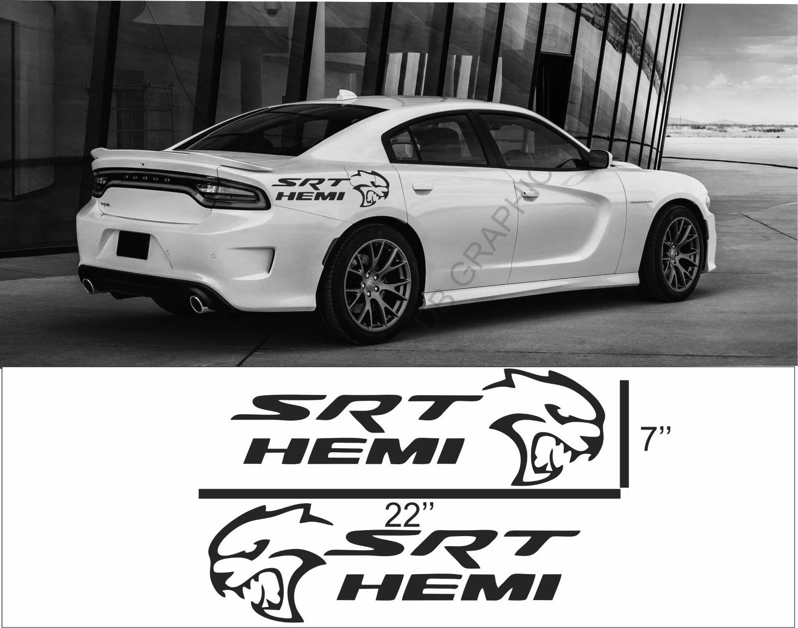 

For 2Pcs/Set 2 Dodge Charger Vinyl Decal Sticker Graphic Wrap Hellcat windshield