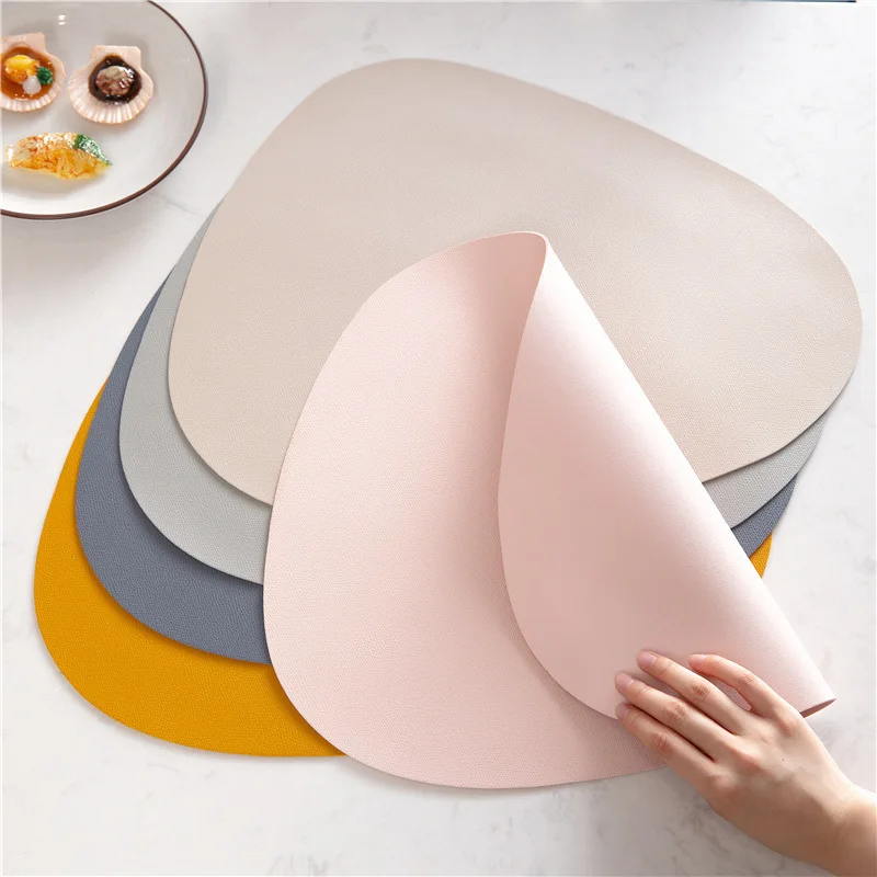 

Diner Table Decoration Northern European Triangle Leather Meal Pad Anti-slip Heat PVC Cushion Household Mats
