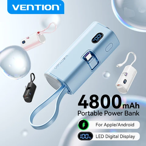 Vention Power Bank 4800 мАч PD 22,5 Вт Быстрая зарядка Мини-портативный PowerBank для iPhone 15 14 13Pro Max Xiaomi Huawei Зарядное устройство для телефона
