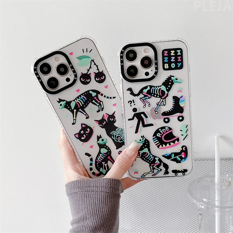 Модный милый чехол для телефона с изображением рентгеновского кота и лошади iPhone