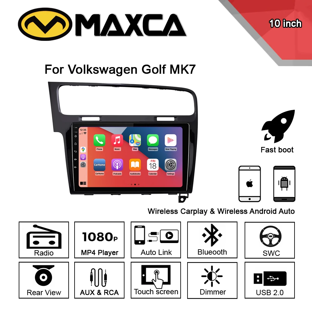 

MAXCA 10 дюймов VW Golf 7 беспроводной Carplay Android авто радио OEM для Volksgagen Golf MK7