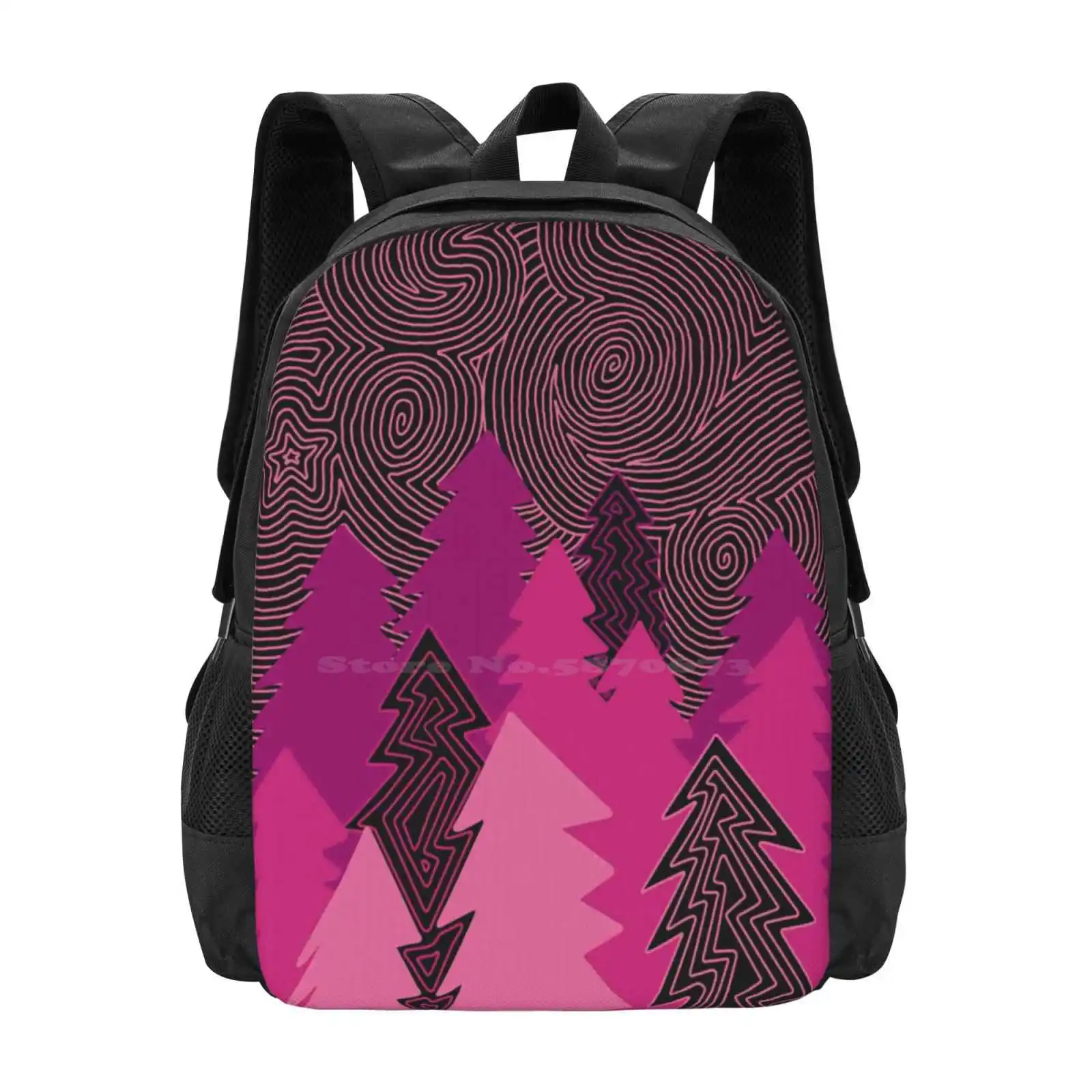 

Pink Pine Forest New Arrivals Unisex Bags Student Bag Backpack Nature Cute Pink Travel Outdoors Forest Wanderlust Trees Pine