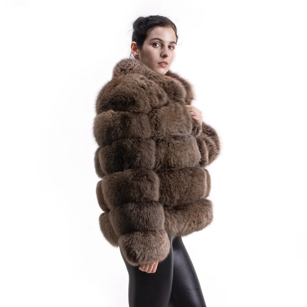 Winter Real Fox Fur Jacket Women Thicken Warm  Luxury Fur Coat High Quality Fluffy Fox Overcoat Stand Collar Outfit For Women