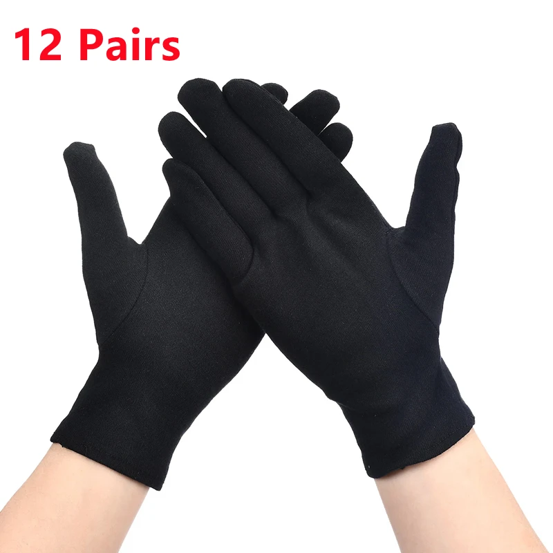 

12/24 шт. белые хлопковые перчатки, мягкие сухие руки, экзема, косметические хлопковые перчатки для мужчин и женщин, рабочие монеты, ювелирные изделия, серебряные инспекционные перчатки