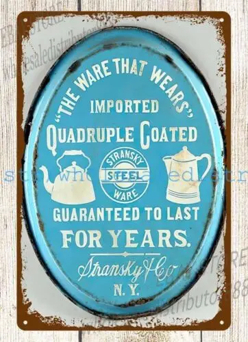 Stransky Steel Ware металлическая жестяная вывеска человек репродукция пещеры