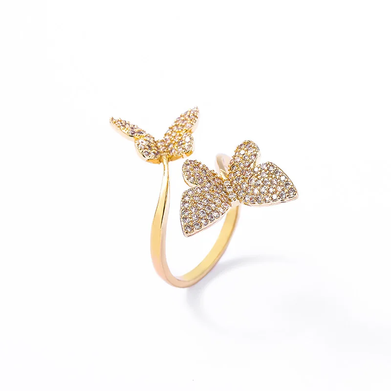 

Новинка, регулируемое Открытое кольцо, модный Индивидуальный набор колец с бабочкой, небольшое дизайнерское роскошное модное кольцо