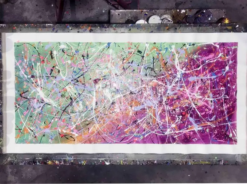 

Jackson Pollock Style Painting.large wall art Original Abstract wall art. Modern abstract contemporary wall Oil Painting canva