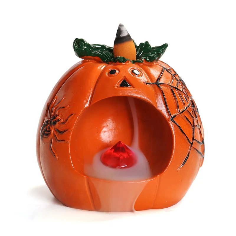 1 Шт. Светодиодная Смоляная Курильница В Виде Тыквы С Обратным Потоком Дыма