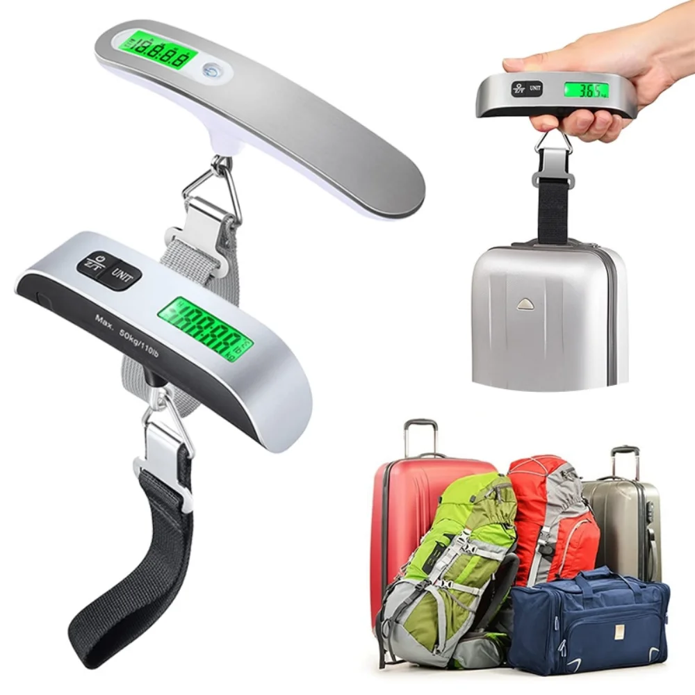 

Портативные цифровые подвесные весы с ЖК-дисплеем, для багажа, с ремнем для электронного веса, 50 кг/110 фунтов