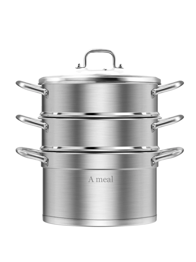 

316 Stainless Steel Steamer Household Three-Layer Thickened 304 Steaming and Boiling Dual-Purpose Pot for Gas Range Pot