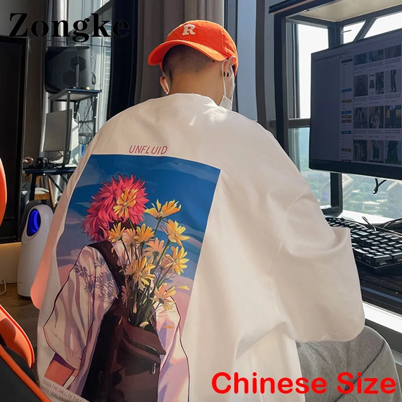 

Zongke Print T Shirt For Men Clothing Chinese Size 2XL Funny T Shirts For Men Streetwear Harajuku Tops 2022 Spring Arrivals