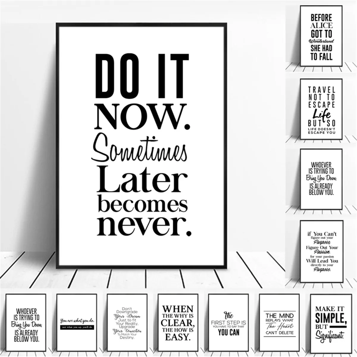 

Canvas Poster Quote Positive Energy Phrases Motivational Words Black and White Minimalist Wall Art Decor Home Decoration