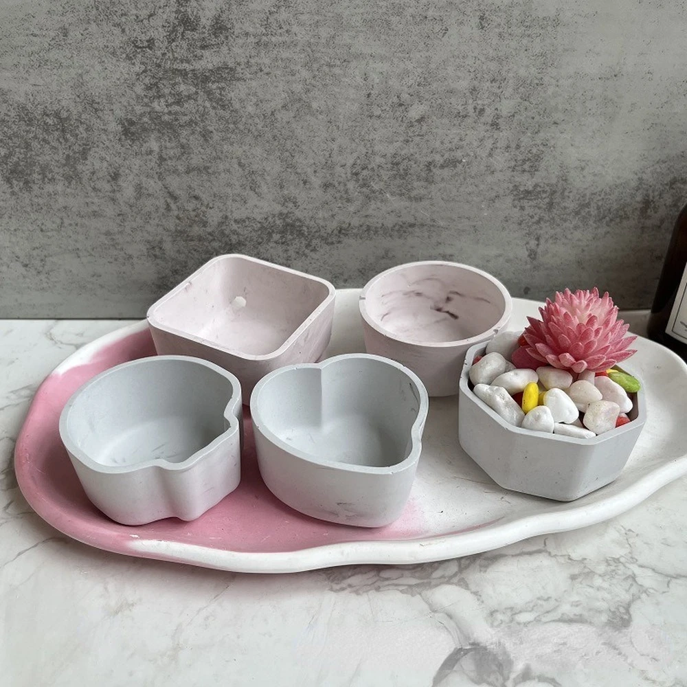 

Succulent Flower Pot Clay Silicone Mold DIY Tea Light Candle Holder Jewelry Box Cement Concrete Epoxy Resin Mould Home Decor