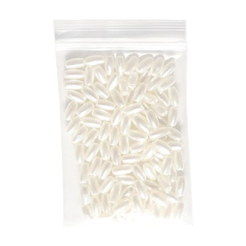 

100/200Pcs 3x6mm Beige Oval Rice Beads ABS Imitation Pearl Plastic Beaded Garment Decorative Loose Beads