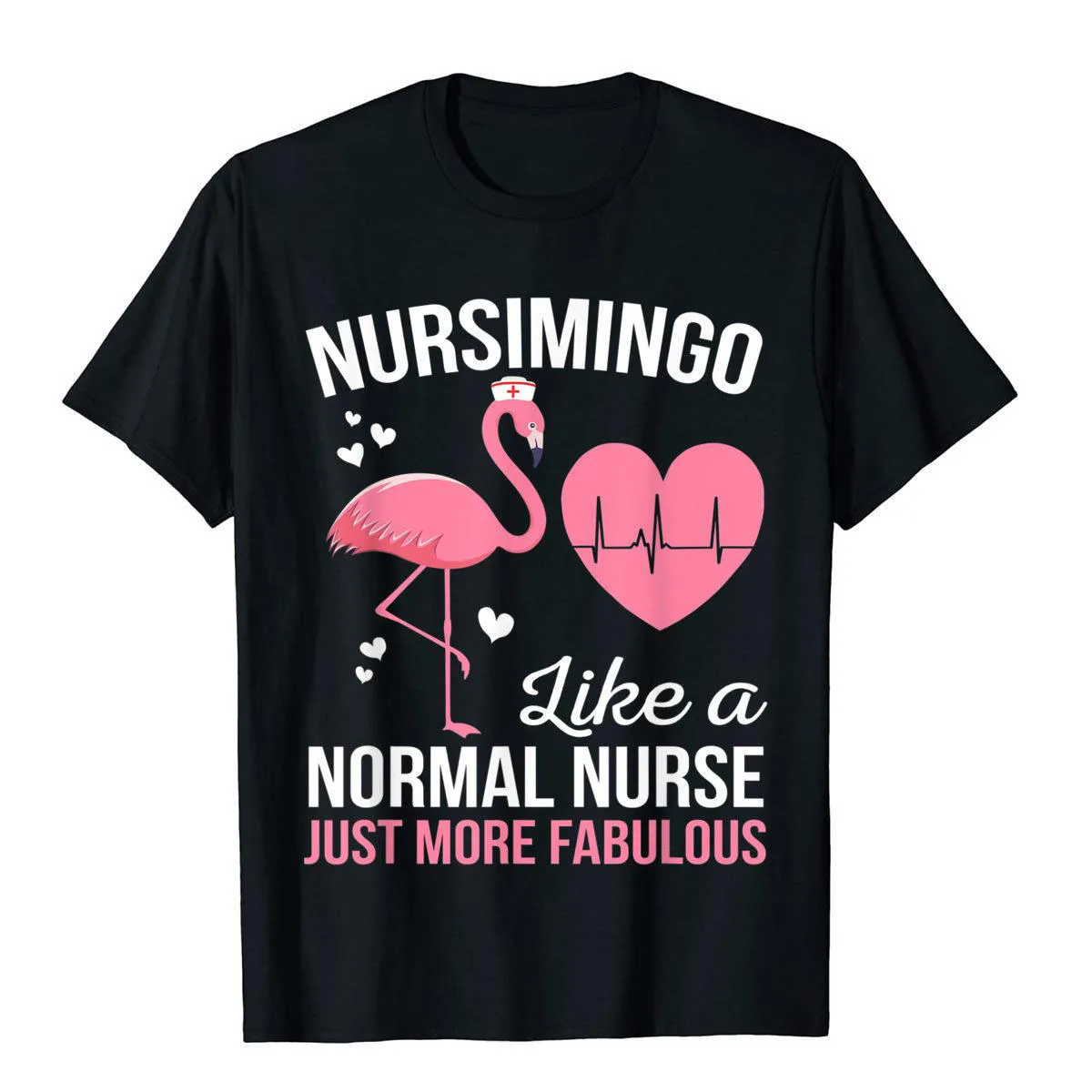 

Забавная футболка Nursimingo с розовым фламинго для медсестры, купоны, Мужская футболка, хлопковые топы, футболки, женские футболки, уличная одеж...