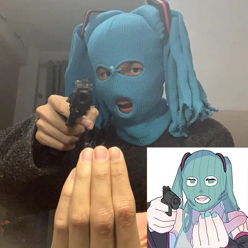 Цветная Лыжная маска Hatsunes Mikued для косплея на все лицо зимняя женская и мужская