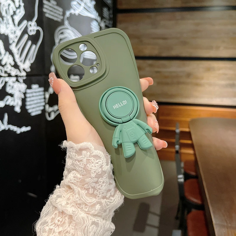 Креативный Мягкий силиконовый чехол для телефона с кронштейном астронавта iPhone 13