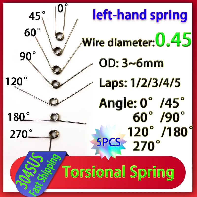 

Пружины кручения из нержавеющей стали 304, 5 шт.