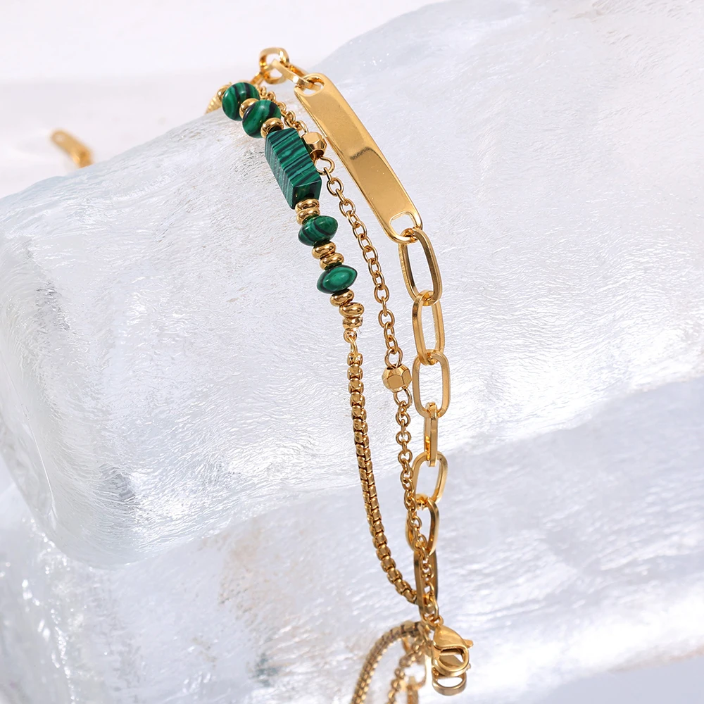 Высококачественный нишевой дизайн браслет из нержавеющей стали с натуральным