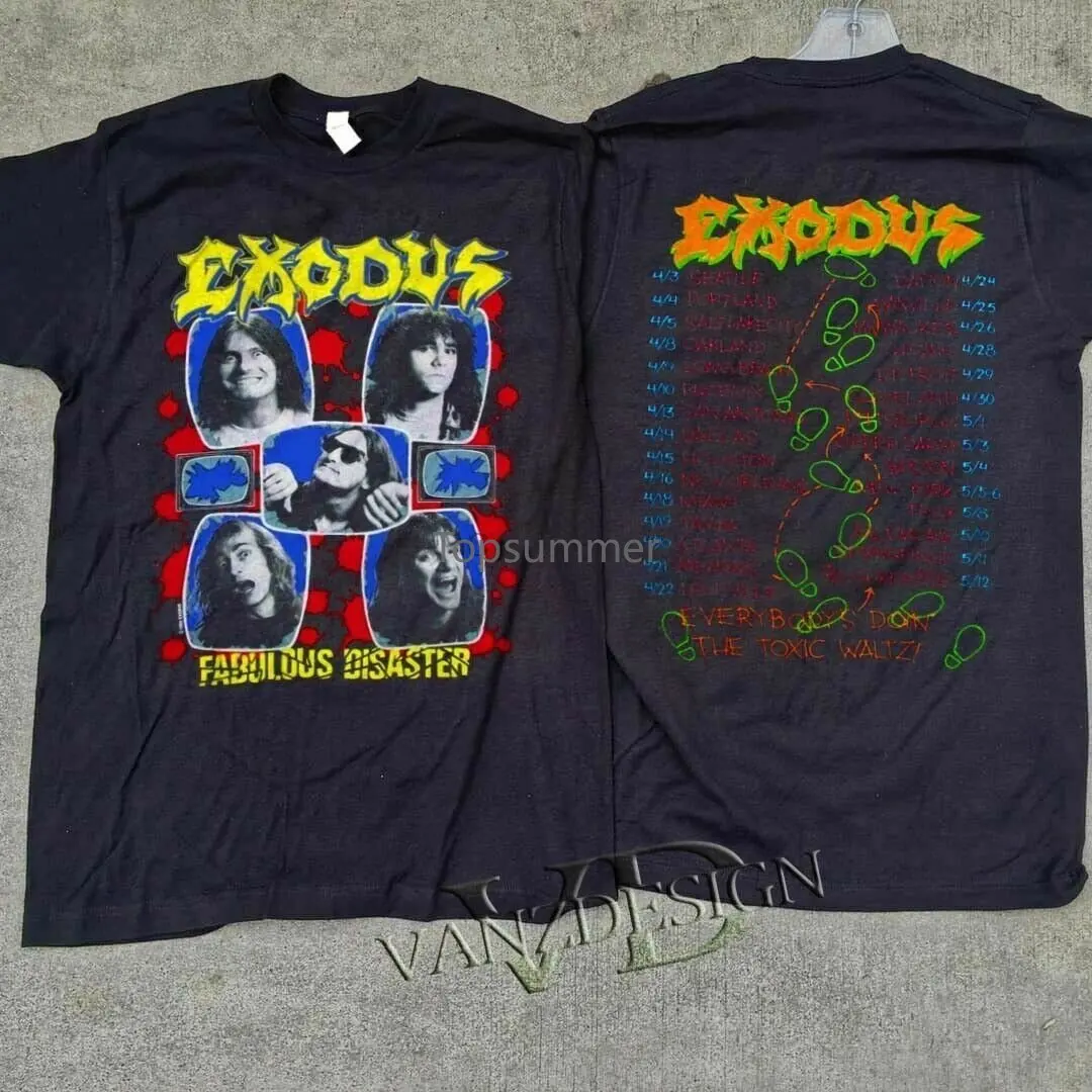 

Vintage Exodus T Shirt Tour Dates 1989 Fabulous Disaster Thrash Metal Reprint