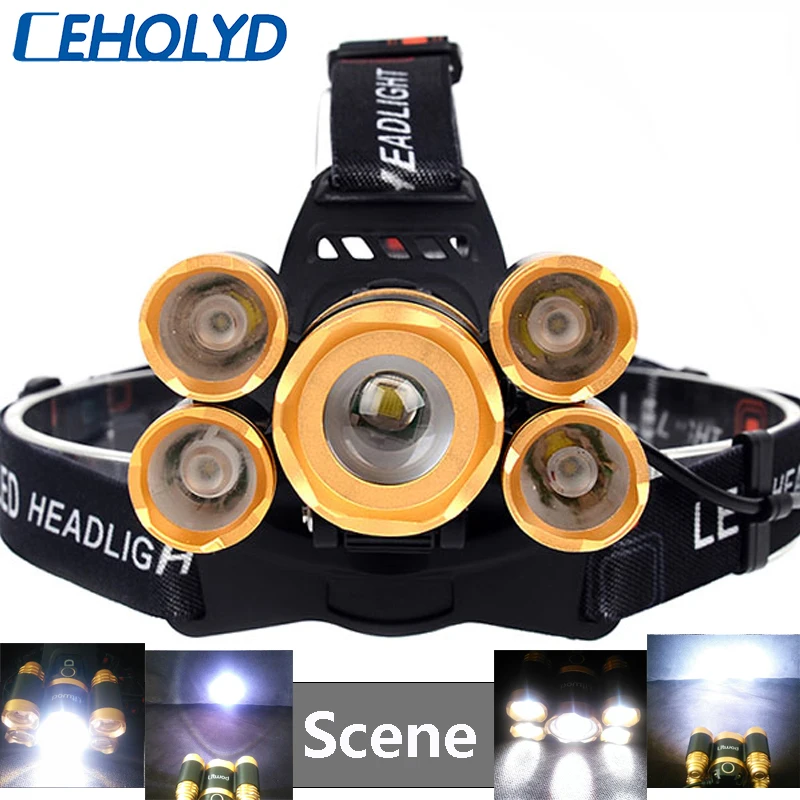 

3/ 5 Led T6 Rechargeable Zoom Led Headlamp Fishing Headlight Torch Hunting Head Lamp Camping Headlamp Flashlight Head Light