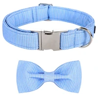 personalized blue dog collar with bow tie summer dog collar pet boy dog collar for large medium small dog