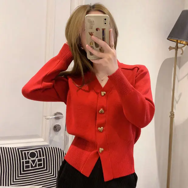 

2022 Spring New Women Sweater Cardigans Knitcoat V Neck Sheep Cardigans Sweaters Warm Knitwear Fashion Long Jacket A36