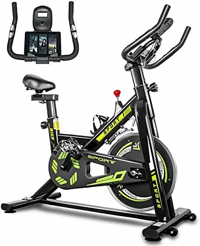 

Stationary Bikes for Home Exercise, Cycling Bike with LCD Monitor Pulse Sensor and Pad Holder, Quiet and smooth Belt Drive with