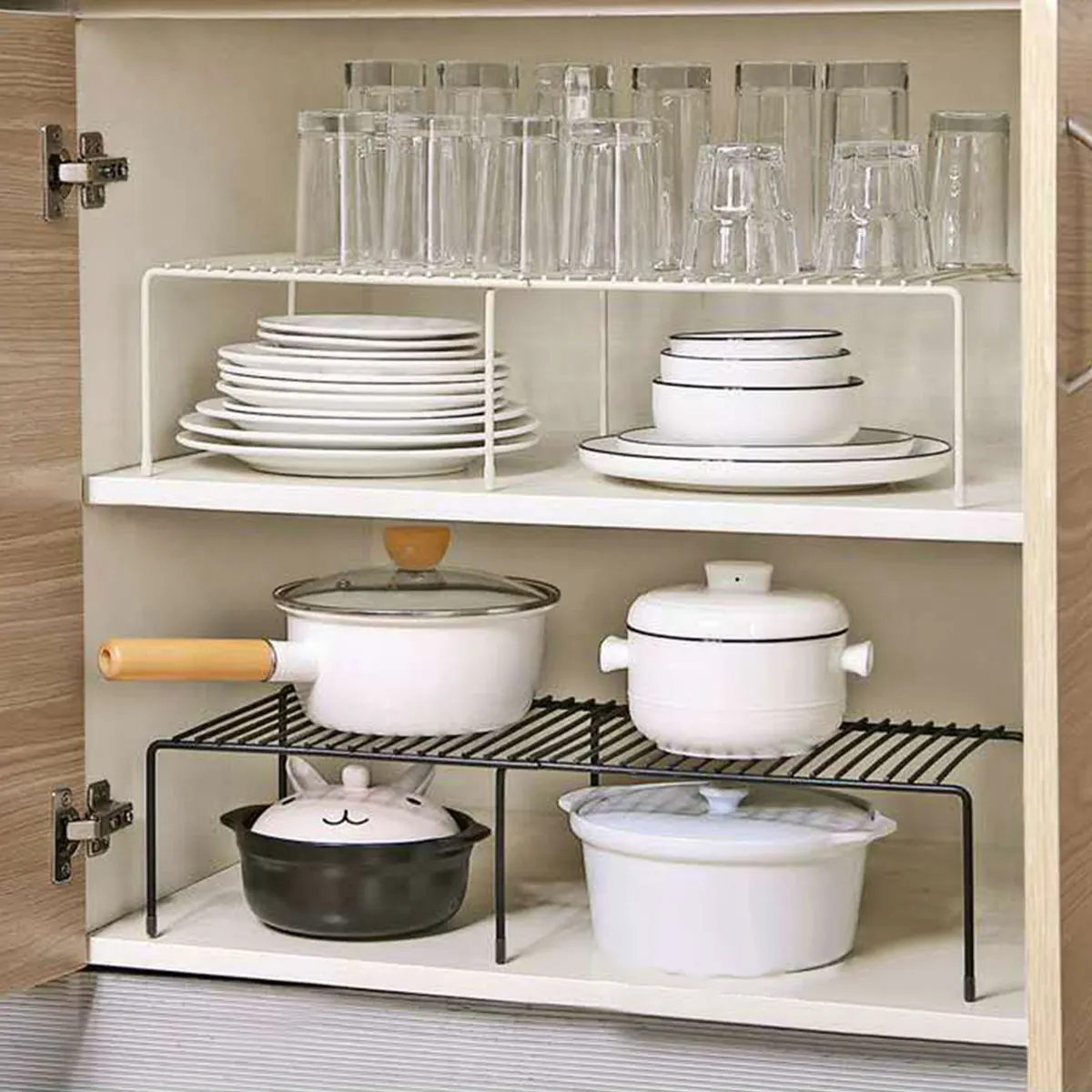 

Expandable Shelf Organizer Kitchen Counter Cabinet Rack Storage Countertop Bowl Home Closet Organizer Storage Shelf Space