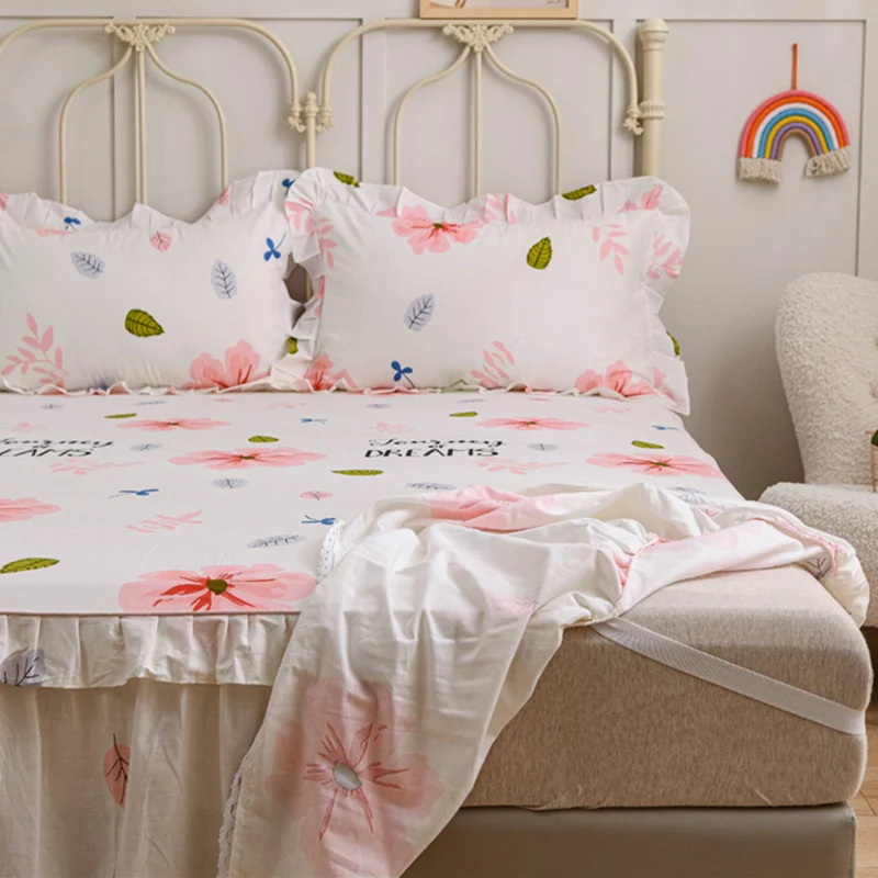 Pure Cotton Bed Skirt Bedspread New B Single Sheet Fitted Cover