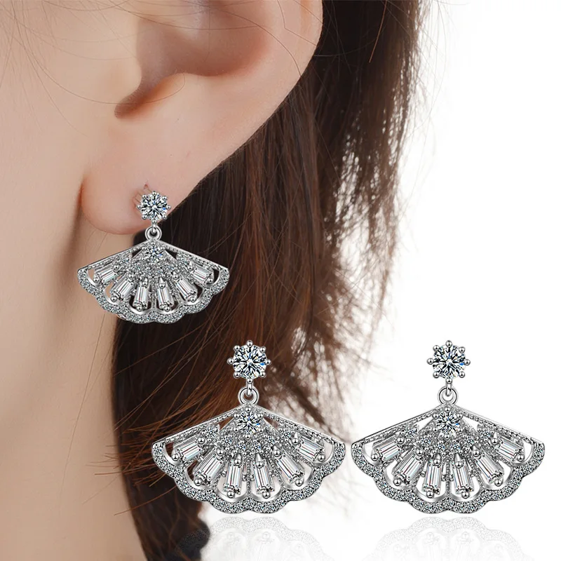 

Hot Sell Popular Women Fan-shaped 925 Sterling Silver Jewelry Pretty Gifts For Female Friends Big Promotion Free Shipping