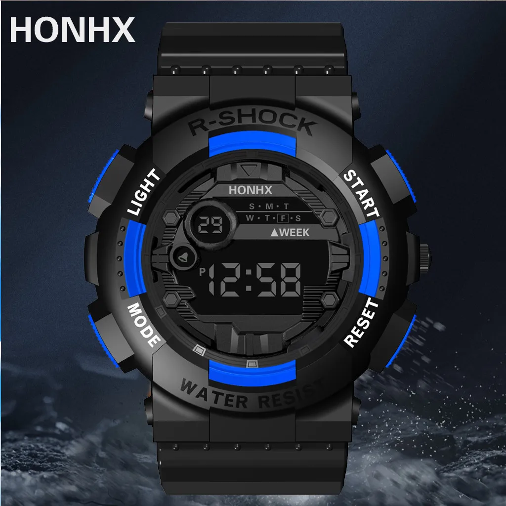 

Men Digital Watches Sports Waterproof Watch LED Display Large Dial Electronic Watches Chronograph Relogio Masculino