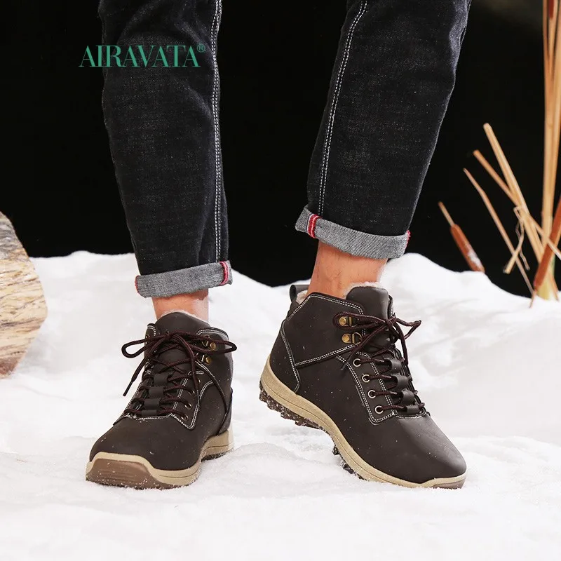 2022 Winter Warm Men Boots Genuine Leather Fur Plus Men Snow Boots Handmade Waterproof Working Ankle Boots High Top Men Shoes