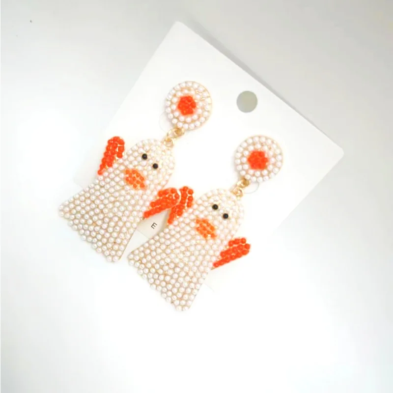 Винтажные красочные круглые серьги-гвоздики с желтыми и белыми мультяшными