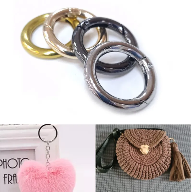 

2Pcs 3 Colors Gold Bronze Silver Ring Round Carabiner Snap Hook Spring Keyring Clasp DIY Jewelry Bag Accessories