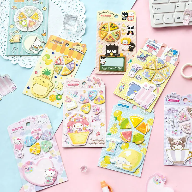 

Kawaii Sanrios Pompompurin Little Twin Star Sticky Notes Pochacco Kuromi Self Adhesive Memo Pads Anime Message Notes Scrapbook