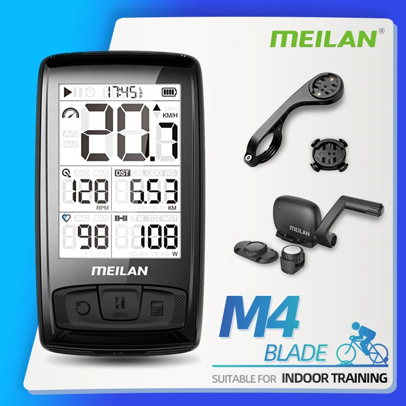 

MEILAN Bicycle Computer Cycling Indoor Training Wireless Bike Computer 2.5 Inch BLE4.0 ANT+ Speedometer 80H Speed Cadence Sensor