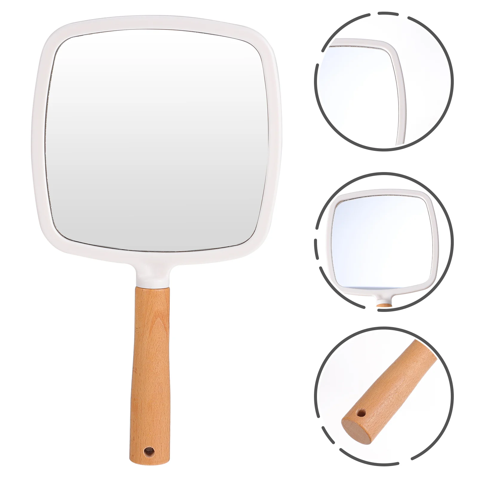 

Square Shaped Handheld Mirrors Makeup Mirrors Barber Mirror with Long Handle Decorative Chic Hand Held Mirror for Kids