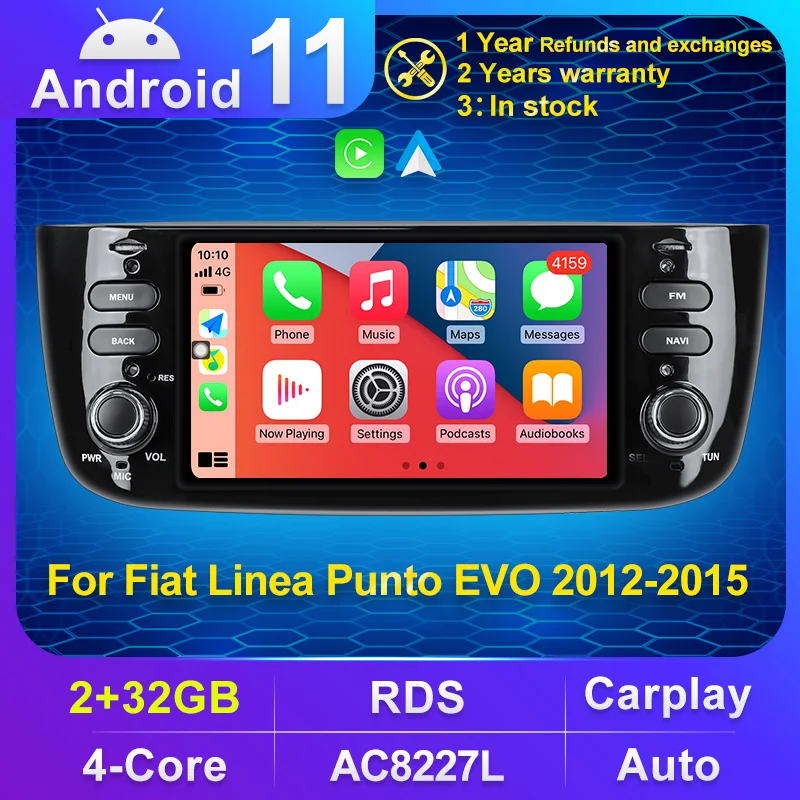 Android 11 Для Fiat Linea Punto EVO 2012 2013 2014 2015 Grande 2007-2012 Автомобильное Радио Стерео GPS Навигация