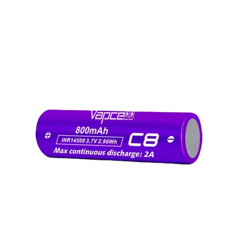 Высококачественный аккумулятор Vapcell 14500 C8 800 мАч 2 А 3 7 в INR14500 Втч перезаряжаемые