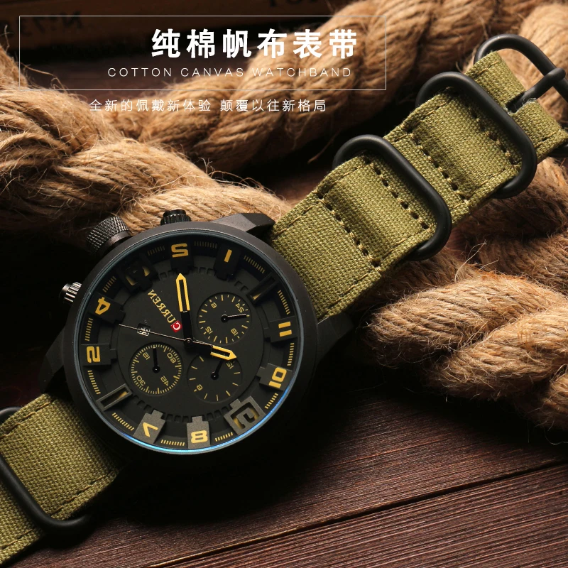 High duty quality Watchband 20mm 22mm 24mm 26mm Black Army Green Nylon Canvas Fabric Watch Strap Black Silver Buckle