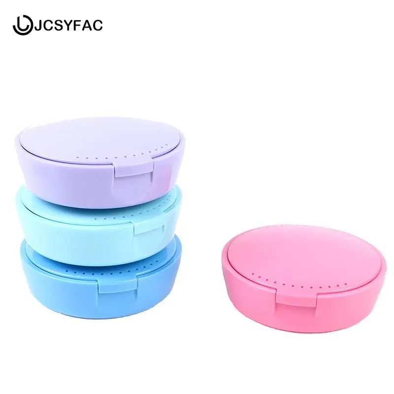 

1PCS Portable Molar Braces Box Tooth Box Kids Tooth Storage Box With Mirror Oval Denture Storage Orthodontic Retainer Box