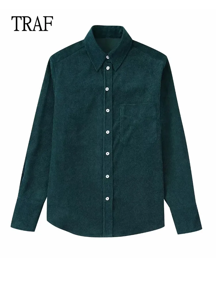 

Женская Вельветовая рубашка на пуговицах, с длинным рукавом