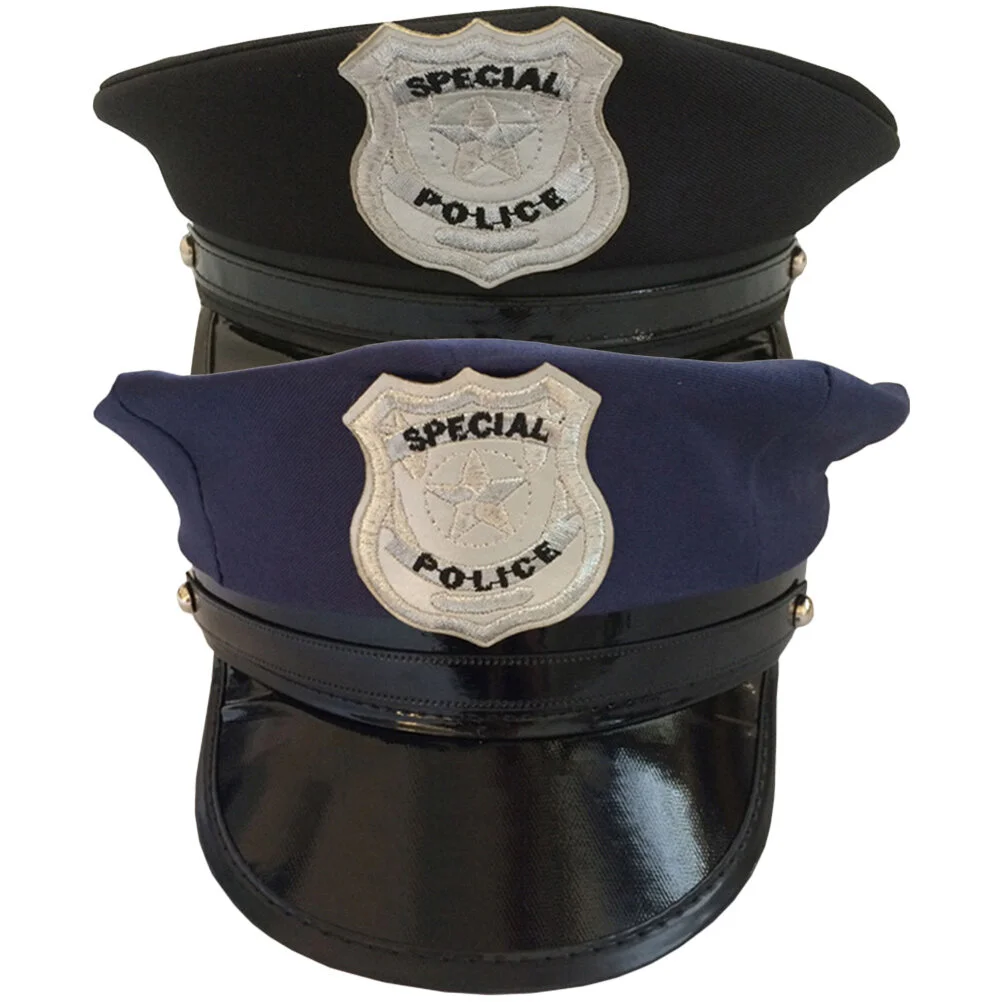 

2 Pcs Police Cap Party Favor Halloween Costume Accessories Cosplay Hat Men Aldult